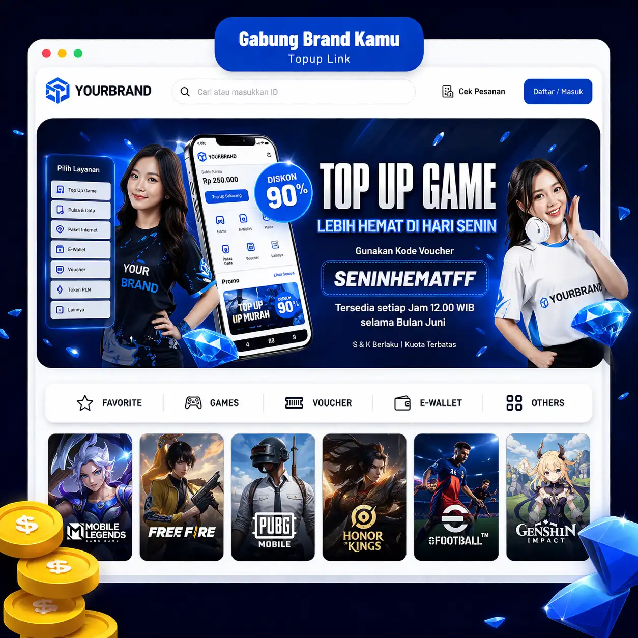 Topupku - Top up Game dan Beli Voucher Game termurah dan terpercaya di Indonesia.